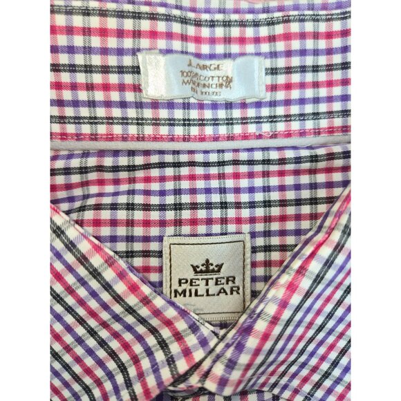 Peter Millar Mens Large Multicolor Check Button-Down Shirt - Picture 5 of 6